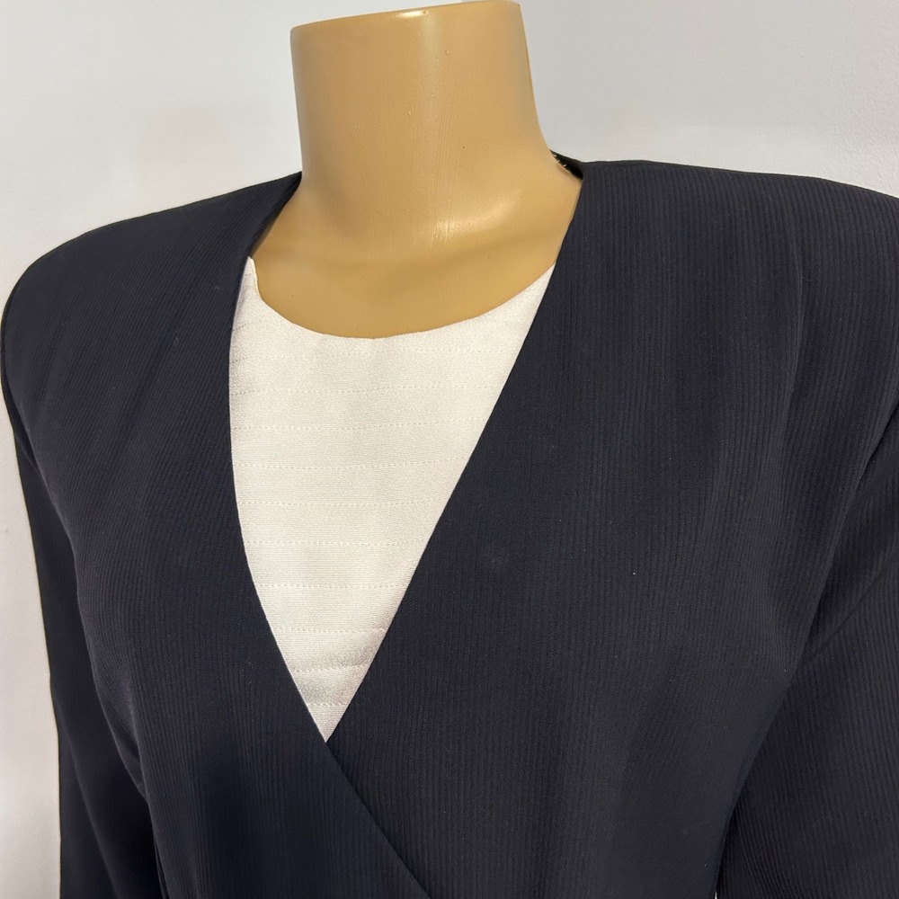 Rena Lange Vintage West Germany Navy Wool Blend Double Breasted Dress size small - Picture 4 of 9